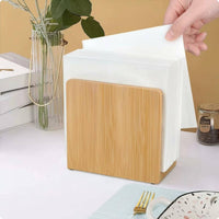 Wooden Napkin Holder Rectangular Upright Tissue Organizer Easy to Grab