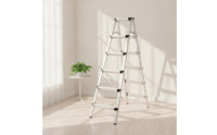 Double-Sided Ladder Stool with Wide Pedals Foldable Folding Ladder Sturdy Folding Step Stool Heavy Duty for Home, Apartment, Utility Room