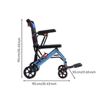 Foldable Reclining Wheelchair Easy to Push Folding Wheelchair Comfortable Seat Lightweight Reclining Transport Chair Adjustable Backrest for Elderly, Seniors, Airport