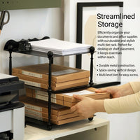 3 Tier Desktop Organiser, Metal Mesh Office Desk File Holder for A4 Paper Documents, Magazine for Home Professionals