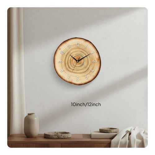 Annual Circle Clock No Installation Wood Slice Wall Clock Decorative