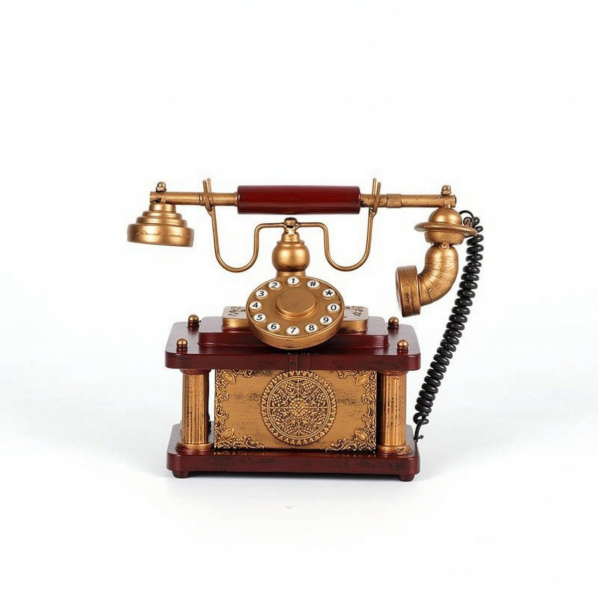 Vintage Rotary Telephone Ornament Weathered Antique Telephone Model Artistic
