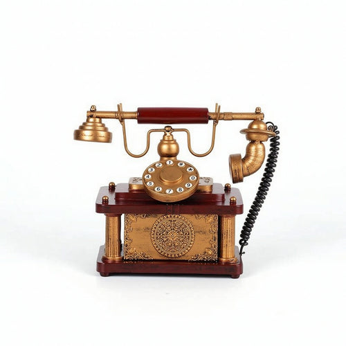 Vintage Rotary Telephone Ornament Weathered Antique Telephone Model Artistic