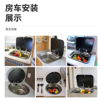 房车水槽带盖厨房洗手盆洗菜盆折叠式翻盖单槽不锈钢方形水池家用