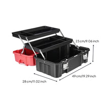1 Piece Tool Organizer Portable Tool Box with Support Legs Metal Locks Folding Storage Organizer Ribbed Shell Stainless Steel Front Compact Carry Suitable for Electricians Repairs Garage Workshop