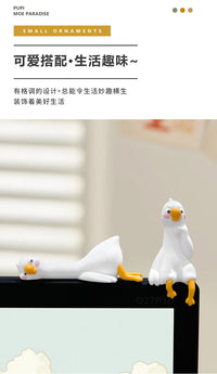 Cute Animal Figurine for Desk or Car - 'Tired Duck' Decorative Ornament