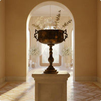 Mediterranean-Influenced Floor-Standing Vase Freestanding Goblet Flower Vase Rust-Resistant Gold Flower Stand for Hallway