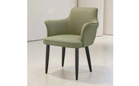 Padded Dining Chair with Armrests Modern Eco Leather Chair Tapered Legs Accent Armchair Comfortable for Home Office, Vanity