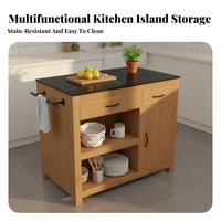 Mobile Kitchen Island Solid Wood Frame Wooden Food Prep Station Movable Food Prep Work Table for Crafters, Students, Dining Room, Small Areas, Pantry
