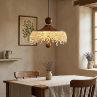 Ice-Drop Hanging Lamp Wood Grain Hanging Crystal Light Textured