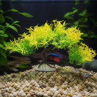 Artificial Pine Tree Aquarium Ornament, Plastic Aquatic Plant for Fish Tank Decoration