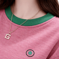 Going Out Tops for Women with Embroidered Detail, Casual Oversized T Shirts in Slub, Round Neck Tees with Colour Block Design