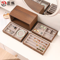 Vintage Wooden Multi-Layer Jewelry Box with Large Capacity
