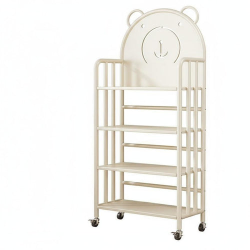 Child-Safe Design Multi-Tier Mobile Shelf Space-Saving Bear-Themed Rolling Mobile Unit Stable Frame children's Furniture Large Capacity for Toddlers, Fromice Workers, Playroom, Kindergarten, Study Room, Classroom