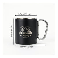 Attach-on Camping Cup with Carabiner Handle Compact Camp Cup with Carabiner Handle Rugged Camping Mug Packable for Campers, Hiking, Travel