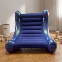 Ribbed Inflatable Rocking Sofa Chair Built-in Handles Kids Rocker Chair Blue for Children