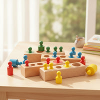 Preschool Developmental Cylinder Block Early Learning Cylinder Socket Block Natural Wood Educational for Preschoolers, Toddlers, Kids, Home, Classroom