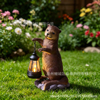 Solar Otter Lantern Garden Resin Animal Statue Decoration