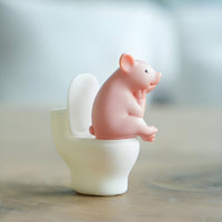 Sitting on Toilet Figurine Compact Cartoon Creature Figurine Solid-Looking