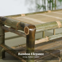 3 Pieces Bamboo Low Seating Table and Chairs Traditional Design Tea Ceremony Furniture Natural Look Adaptable Use for Adults