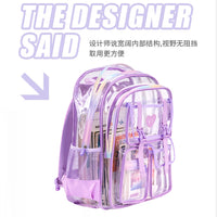 跨境亚马逊透明双肩包大容量小学生初高中年级防水书包双肩背包女