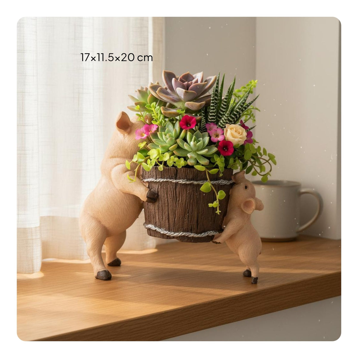 Cute Pig Resin Planter Small Plant Holder Home Decor for Garden