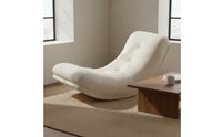 Cream Aesthetic Moon Rocking Chair Skin-Friendly Textile Crescent Shaped Lounger Ergonomic Design Modern Lazy Sofa Chair Wear Resistant for Living Room, Bedroom, Bay Window, Balcony