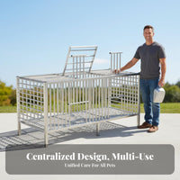 Stainless Steel Animal Cage Rust-Resistant Outdoor Chicken Coop Spacious Metal Hare Cage for Breeders, Fowl Keepers, Backyard, Farm