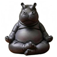 Resin Meditation Hippo Ornament Sturdy Meditation Hippo Figurine Whimsical