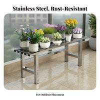 Stainless Steel Flower Rack Rustproof Floor Standing Pot Holder Rust-Resistant Metal Plant Bench for Balcony, Outdoor, Living Room