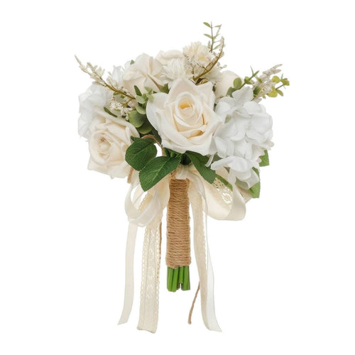 Wedding Bouquet with Ribbon Faux Floral Arrangement Elegant for Bridesmaids