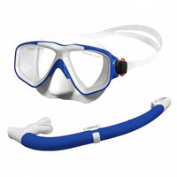 Leak-Proof Seal Diving Mask and Snorkel Combo Tempered Glass Lens Snorkel Mask and Tube Set Adjustable Strap Snorkeling Gear Food-Grade Silicone for Adults, Beginners, Swimmers, Beach Vacation, Recreational Swimming, Pool Training