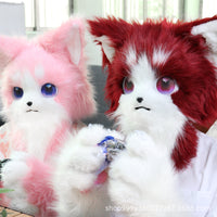 万圣节兽装可戴兽头成品兽头现货毛绒福瑞兽装cos猫猫头套可穿戴