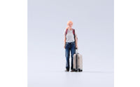 1/64 Scale Miniature Traveler with Backpack Detailed Female Figure with Suitcase Painted Figurine Tiny for Hobbyists, Collectors