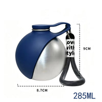 Stainless Steel Pet Travel Bottle Spherical 2-in-1 Pet Water Bottle for Outdoors