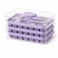 Ice Cube Tray with Lid and Bin Rectangular Container Manual for Freezer