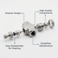 Stainless Steel Misting Nozzle, Industrial Fine Mist Spray Tip, Low Pressure Humidification Nozzle, Two Fluid, 1/4 Pressure Siphon Type