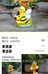 跨境可爱小蜜蜂欢迎牌灯树脂摆件户外花园庭院阳台场景布置装饰品
