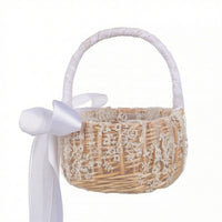Flower Girl Basket Small Basket with Handle Decorative for Wedding Ceremonies