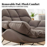 Light Luxury design Upholstered Highspine rocking seat Soft Upholstery Modern Upholstered rocking seat Plush Cushioning Rocking Chair Padded Seat for Adults, Homeowners, New Parents, Balcony, Bedroom, study corner, Home Office