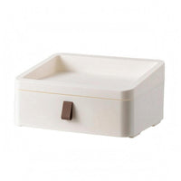 Desktop Drawer Box Compact Desk Organizer with Drawers Glossy Finish