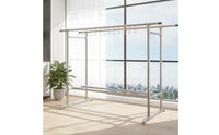 Freestanding Double-Rod Drying Rack Industrial Double Rod Drying Rack Heavy-Duty Metal for Laundry Room, Balcony