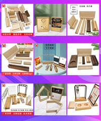 创意礼品台历底座摆台日历底座榉木台历架明信片便签展示底座木艺