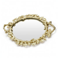 Tray with Ginkgo Border Versatile Mirrored Tray Large for Coffee Table, Wedding