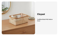 Lidded Woven Basket Handwoven Household Storage with Lid for Living Room, Women