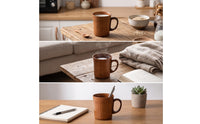 Wooden Cup with Handle Wooden Mug with Handle Wood-Grain for Kitchen, Tabletop