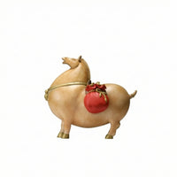 Horse Figurine with Wealth Satchel Brass Horse Figurine Decorative for Office, Entryway, Housewarming