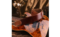 Wide Genuine Leather Guitar Strap Two-Tone Leather Guitar Strap Comfortable Secure for Bass Players