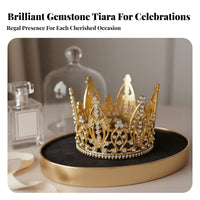 Small Queen Tiara Elegant Design Alloy Crown Cake Decoration Mini Crystal Crown Sparkling Gold Crystal Tiara Versatile