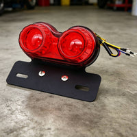 High Visibility Motorcycle Tail Light with Bracket Bright Dual Round Tail Light Long-Lasting Universal for Custom Bike Builds